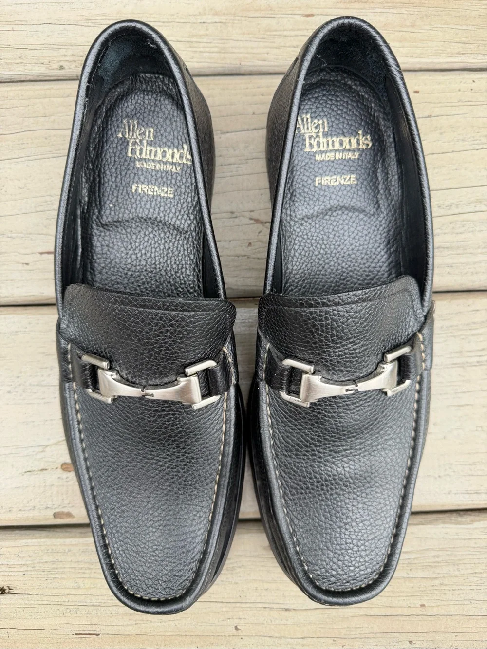 Allen Edmonds Firenze Black Pebbled Leather Bit Loafers